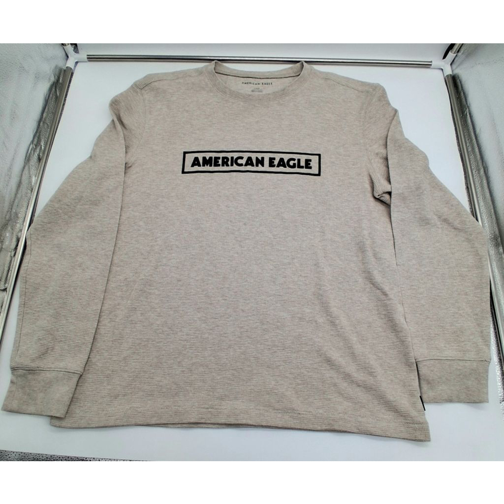 American Eagle Outfitters Men’s Large Tan Knit Thermal Long Sleeve Shirt.